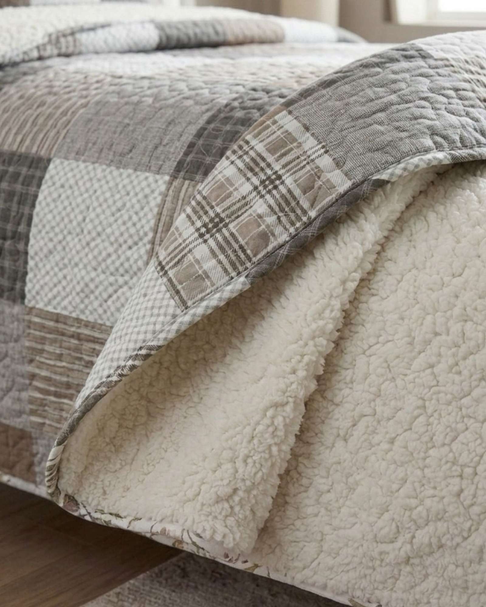 COBERTOR QUILT PLAZA Y MEDIA CON REVERSO SHERPA - 4