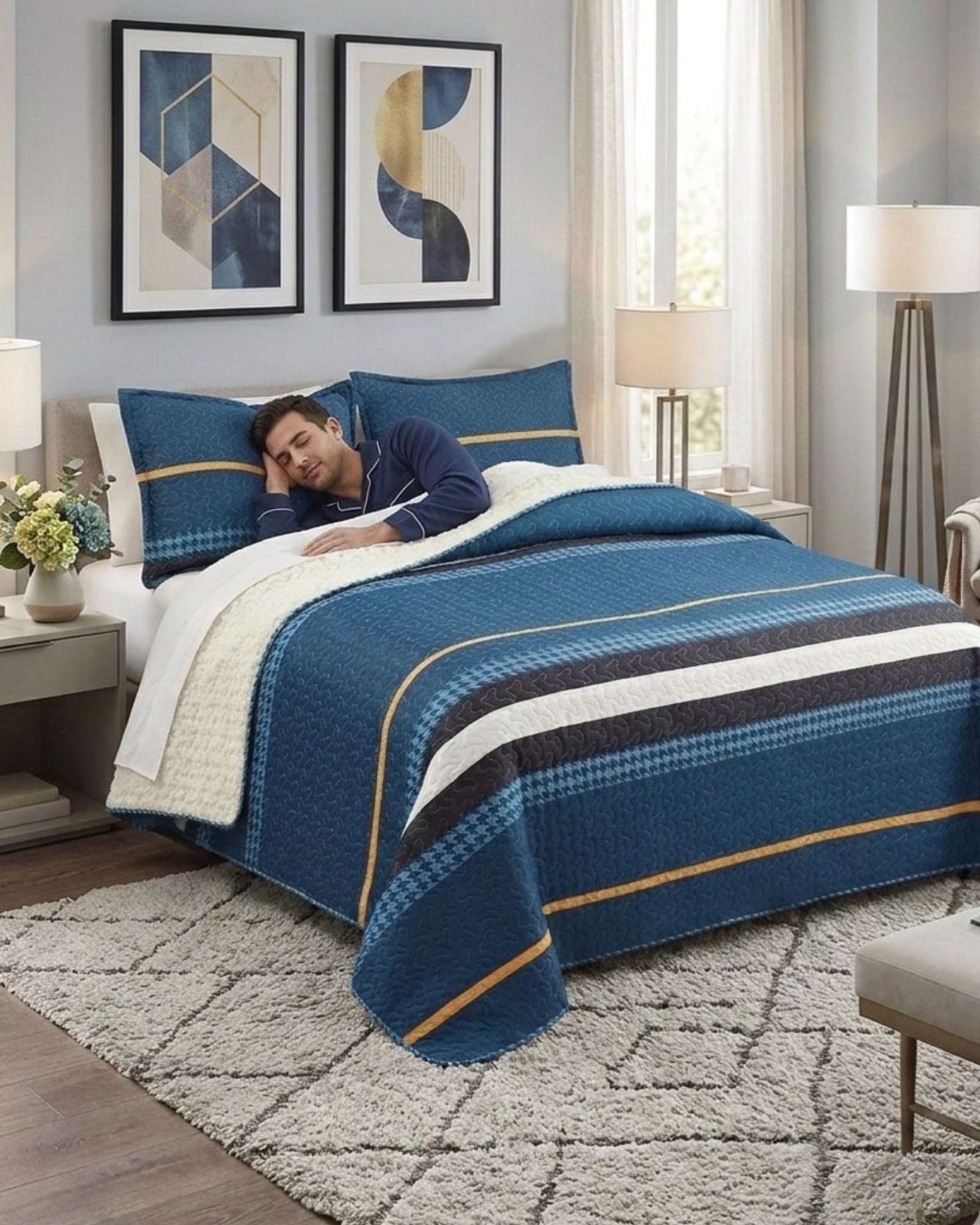 QUILT ELEGANTE 2 PLAZAS CON REVERSO SHERPA PREMIUM - 1