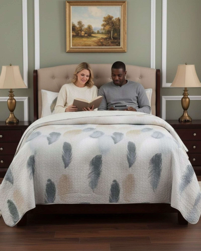 CUBRECAMA QUILT KING CON CHIPORRO DISEÑO ELEGANTE - 1