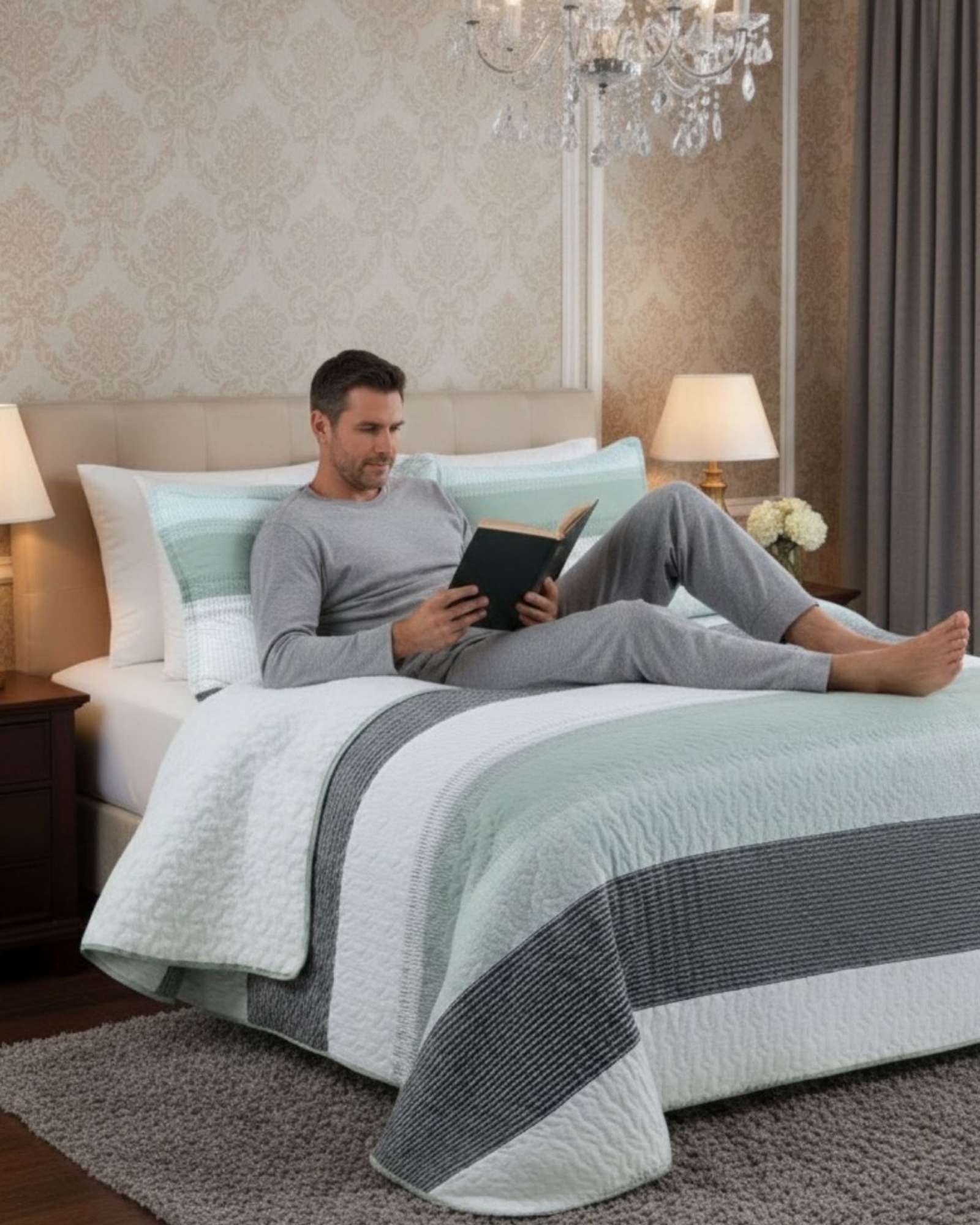 COBERTOR QUILT PLAZA Y MEDIA CON REVERSO SHERPA - 1