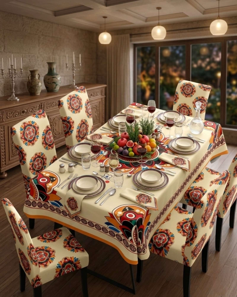 SET COMEDOR 6 PERSONAS MANTEL ANTIMANCHAS Y FUNDAS DE SILLA - 3