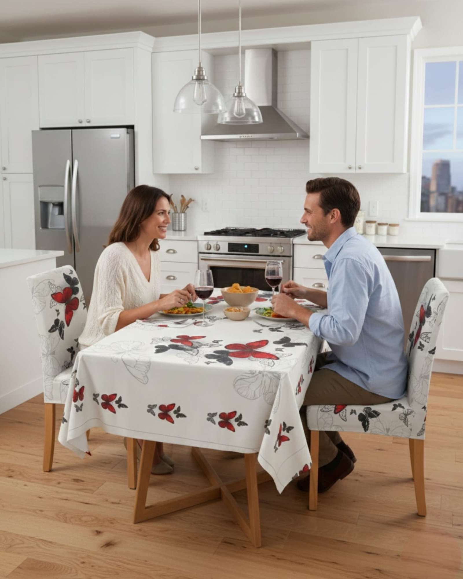 SET COMEDOR 6 PERSONAS MANTEL ANTIMANCHAS Y FUNDAS DE SILLA - 4