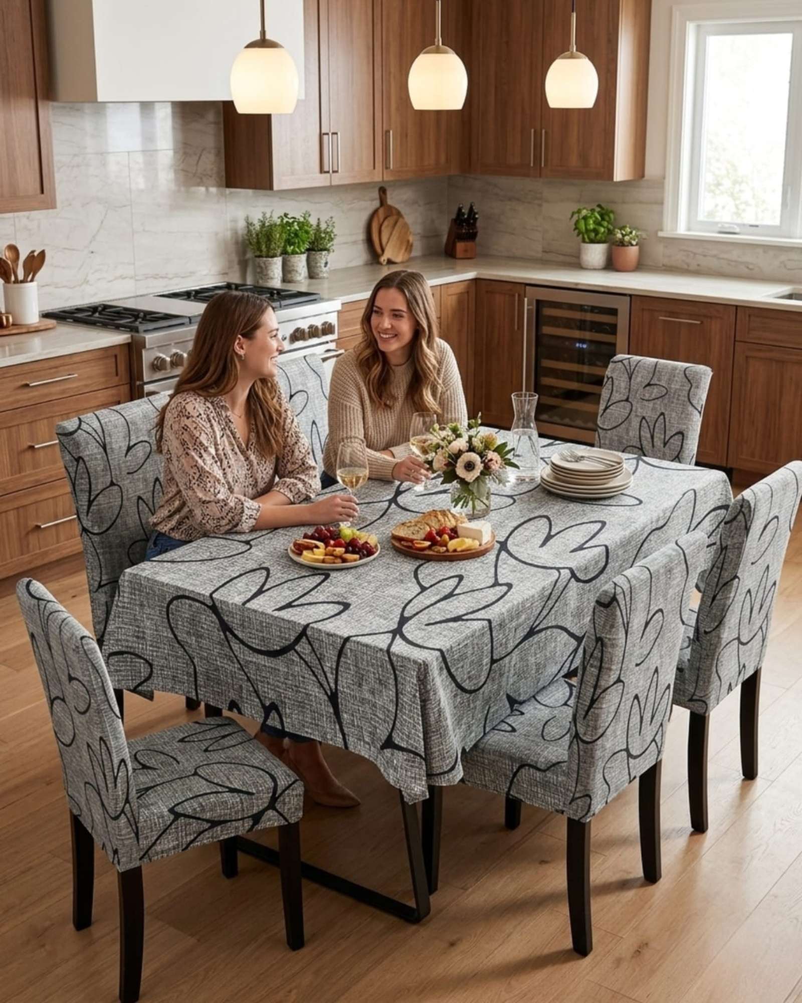 SET COMEDOR 6 PERSONAS MANTEL ANTIMANCHAS Y FUNDAS DE SILLA - 5