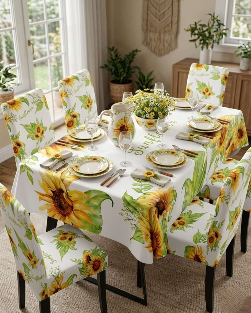 SET COMEDOR 6 PERSONAS MANTEL ANTIMANCHAS Y FUNDAS DE SILLA - 2