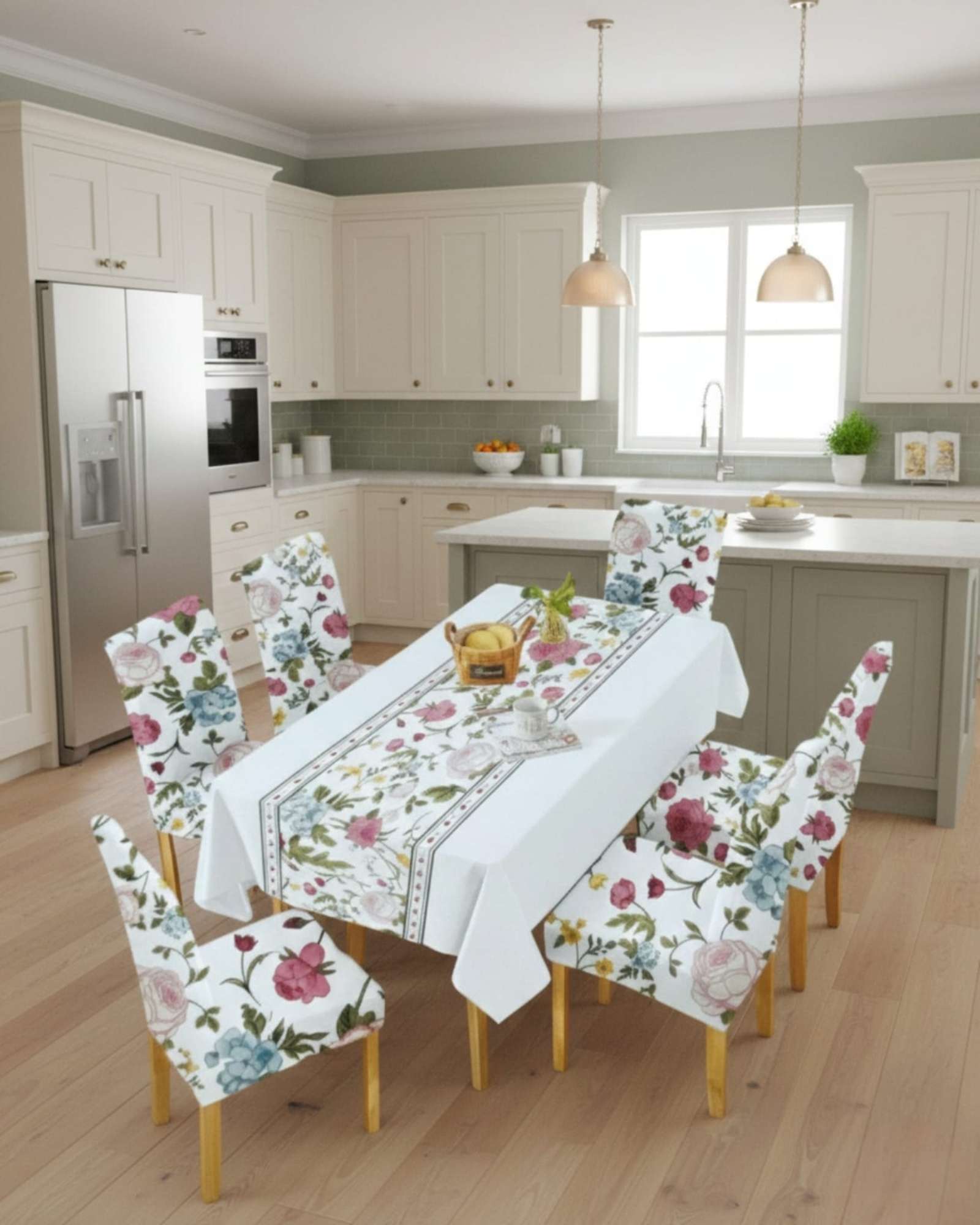SET COMEDOR 6 PERSONAS MANTEL ANTIMANCHAS Y FUNDAS DE SILLA - 2