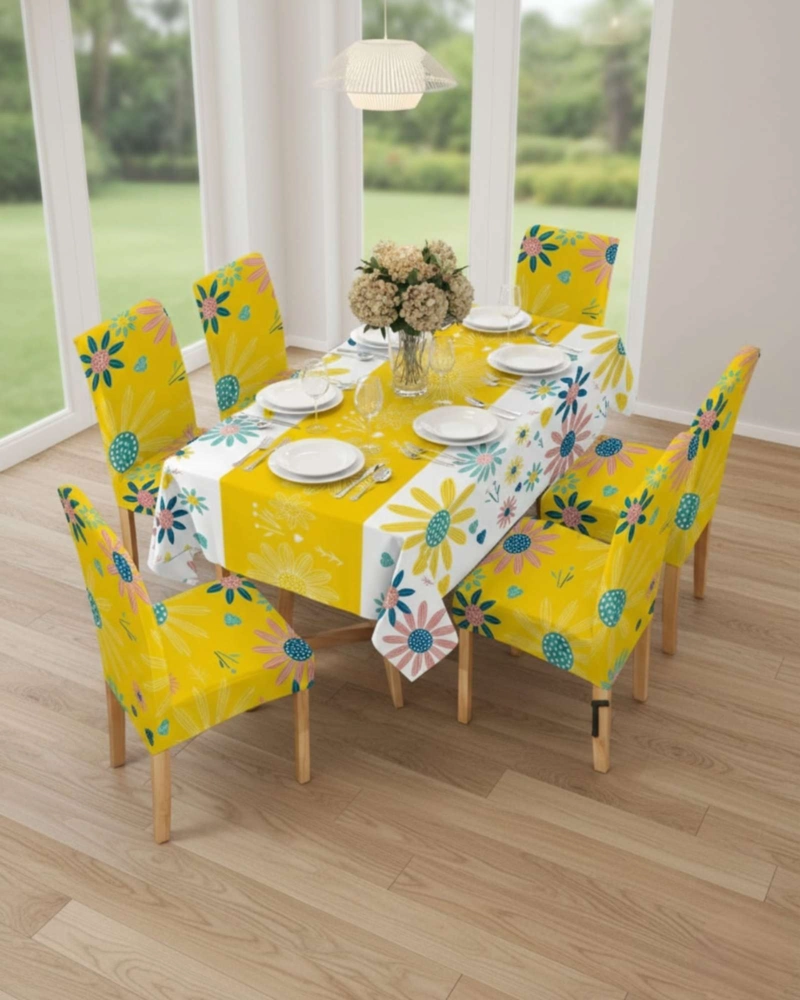 SET COMEDOR 6 PERSONAS MANTEL ANTIMANCHAS Y FUNDAS DE SILLA - 2
