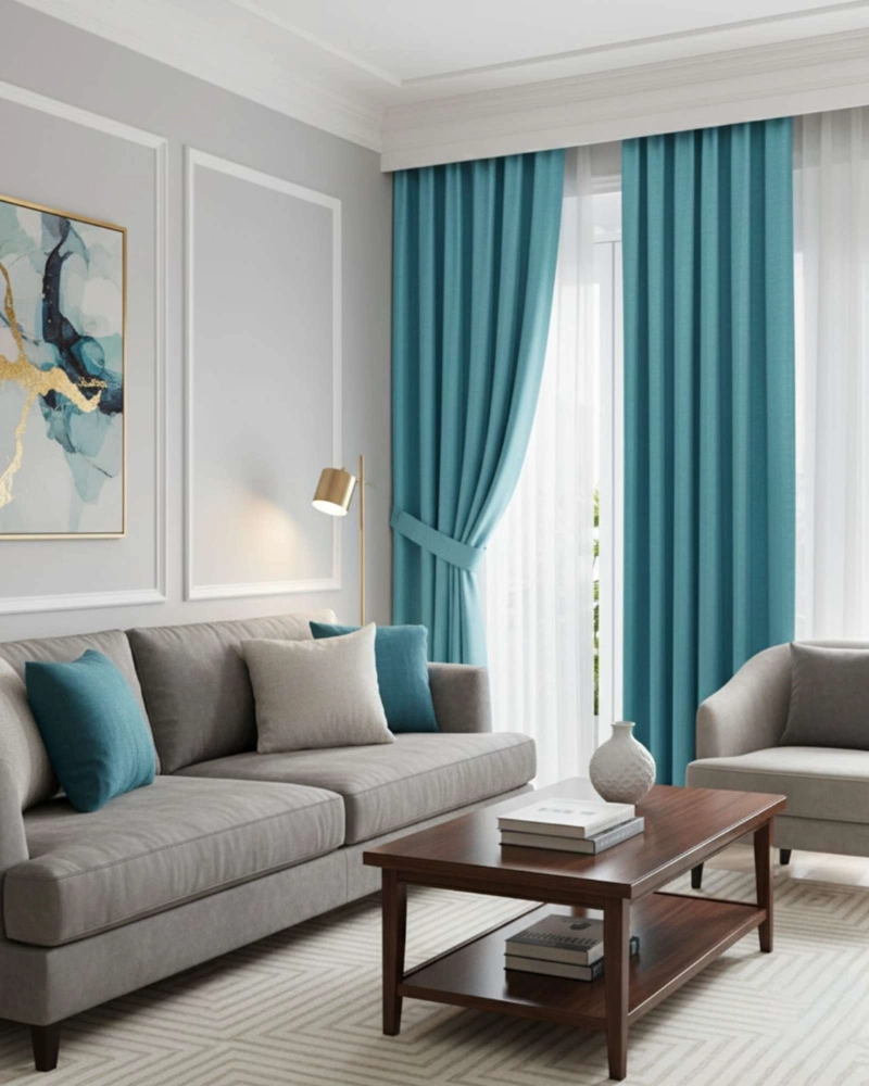 SET DE CORTINAS BLACKOUT ENGOMADAS MODERNAS DE LUJO - 1