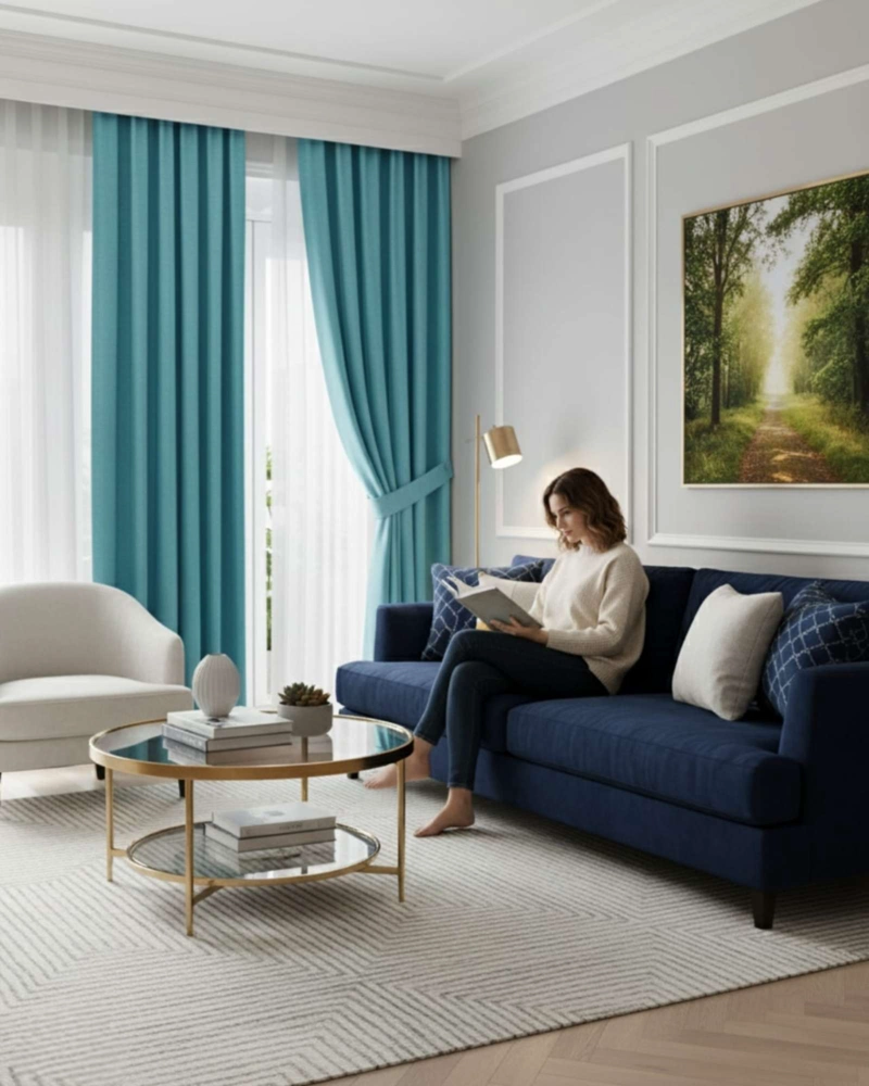 SET DE CORTINAS BLACKOUT ENGOMADAS MODERNAS DE LUJO - 2