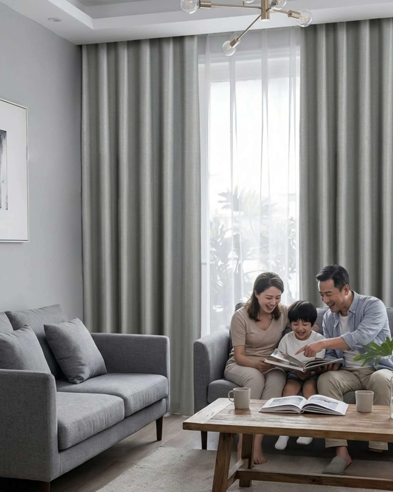 SET DE CORTINAS BLACKOUT ENGOMADAS MODERNAS DE LUJO - 3