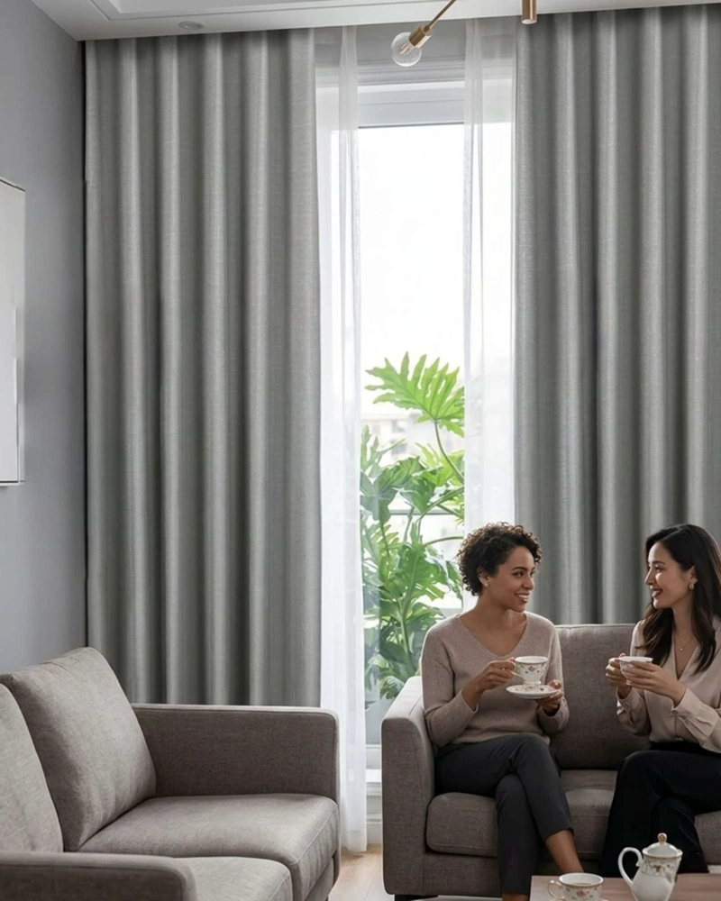SET DE CORTINAS BLACKOUT ENGOMADAS MODERNAS DE LUJO - 5