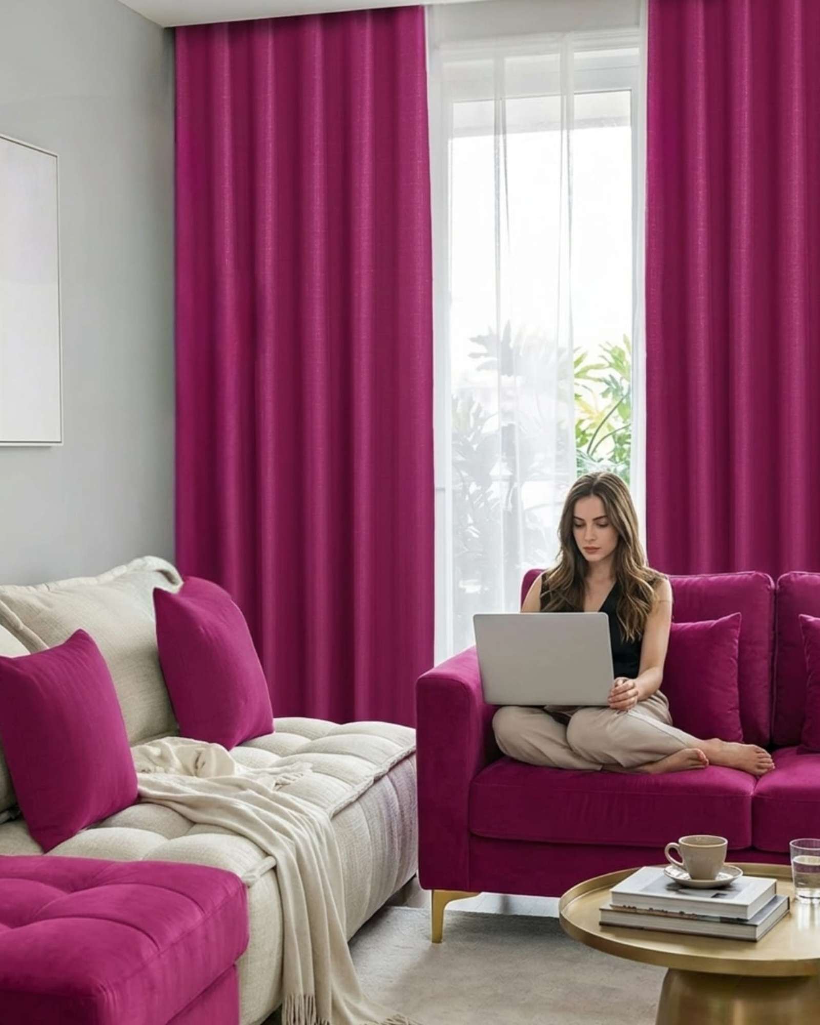 SET DE CORTINAS BLACKOUT ENGOMADAS MODERNAS DE LUJO - 1