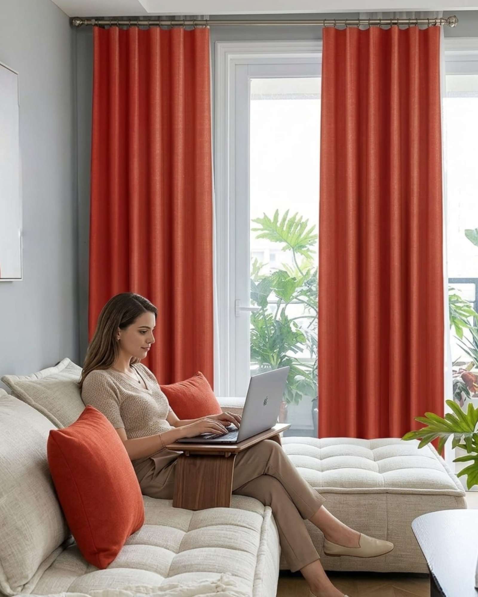 SET DE CORTINAS BLACKOUT ENGOMADAS MODERNAS DE LUJO - 1