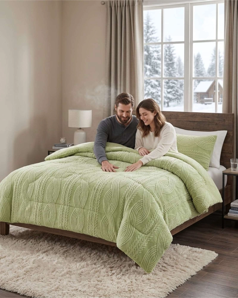 CUBRECAMA TRENZADO ULTRA SUAVE INVIERNO + FUNDAS - 2