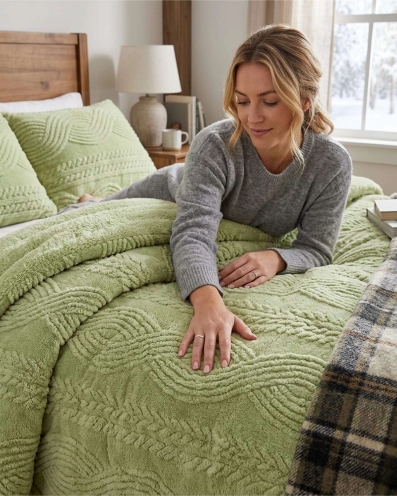 CUBRECAMA TRENZADO ULTRA SUAVE INVIERNO + FUNDAS - 5