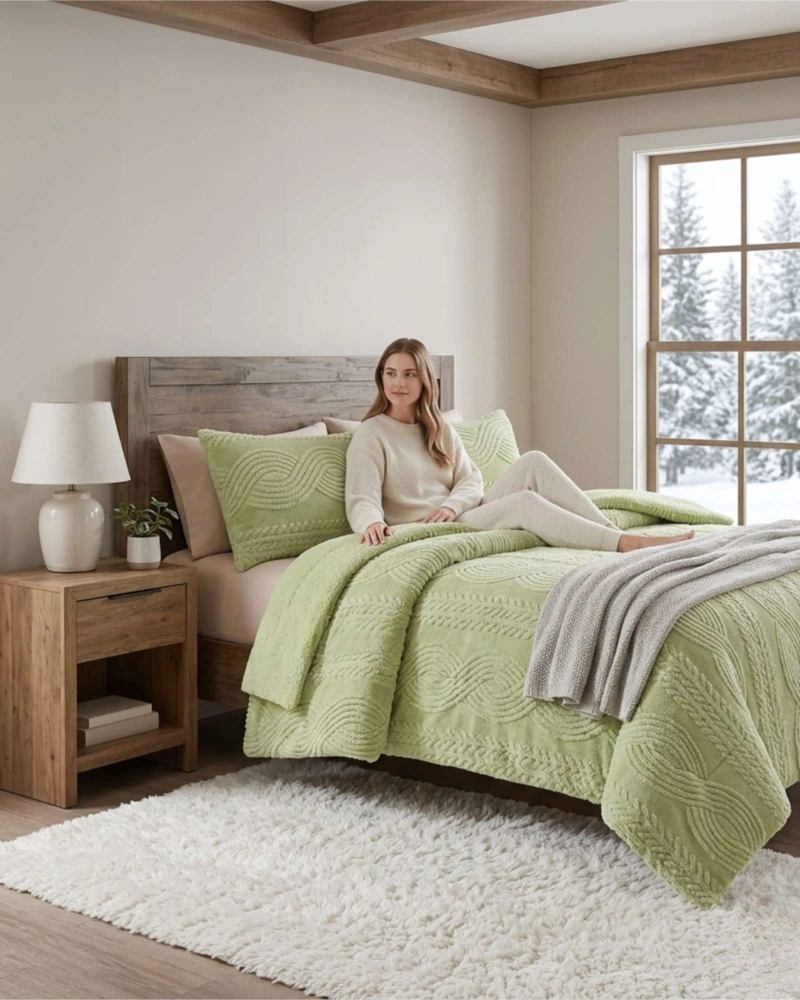 CUBRECAMA TRENZADO ULTRA SUAVE INVIERNO + FUNDAS - 6