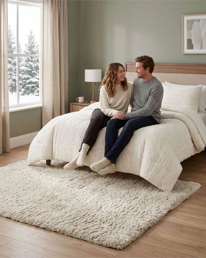 CUBRECAMA TRENZADO ULTRA SUAVE INVIERNO + FUNDAS - 2