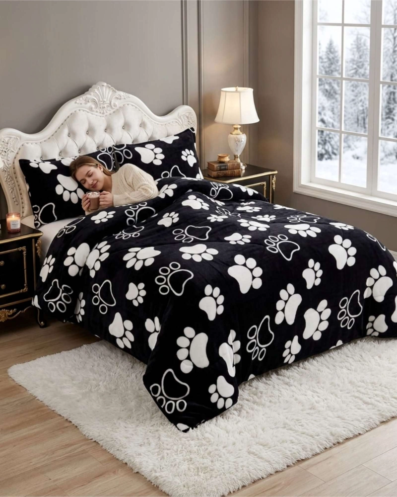 CUBRECAMA 2 PLAZAS TEXTURA PLUSH Y CHIPORRO PREMIUM + FUNDAS - 2