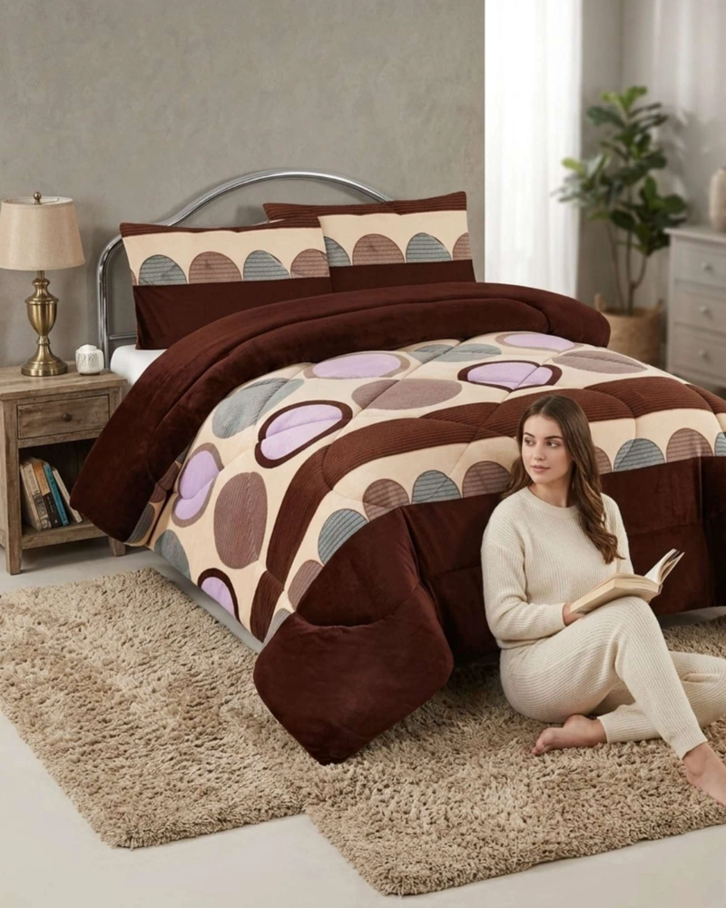 CUBRECAMA 2 PLAZAS TEXTURA PLUSH Y CHIPORRO PREMIUM + FUNDAS - 3