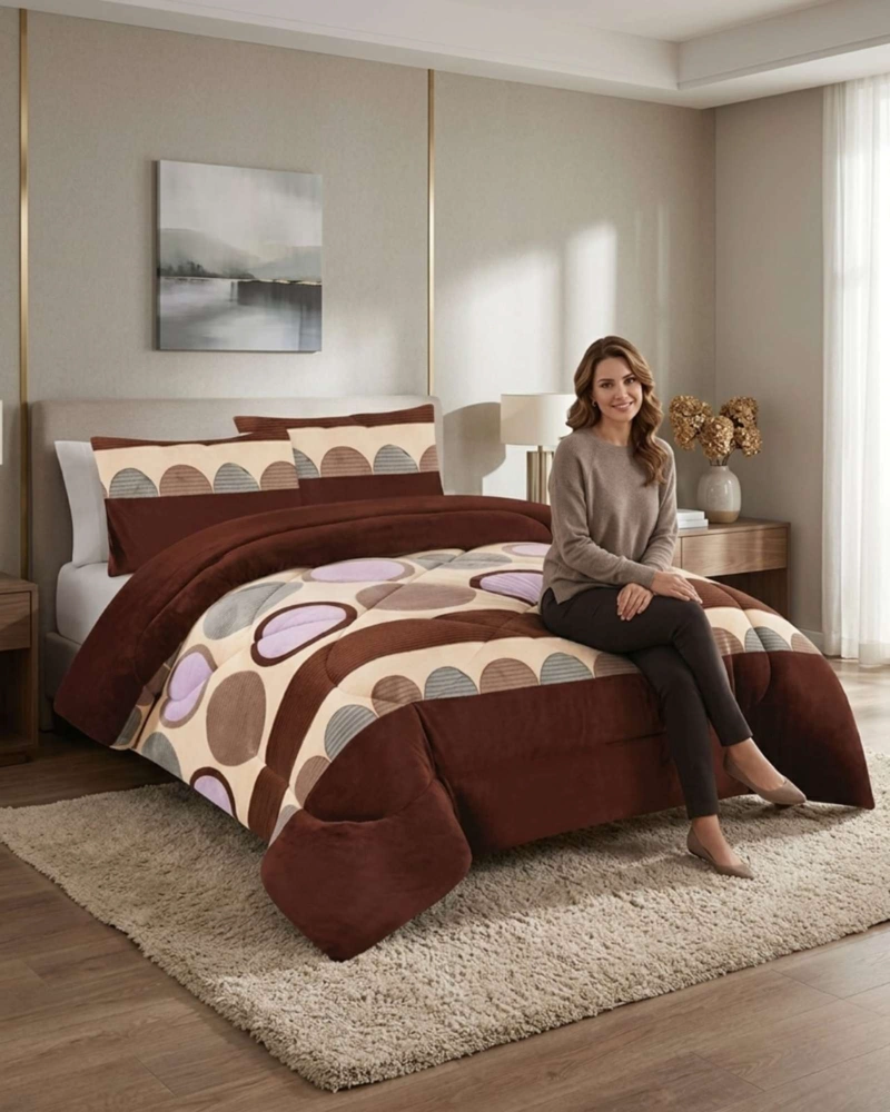 CUBRECAMA 2 PLAZAS TEXTURA PLUSH Y CHIPORRO PREMIUM + FUNDAS - 4
