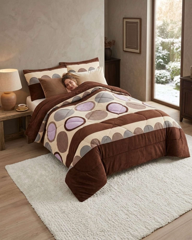 CUBRECAMA 2 PLAZAS TEXTURA PLUSH Y CHIPORRO PREMIUM + FUNDAS - 5