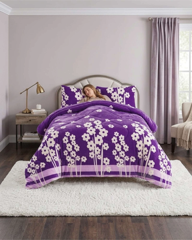 CUBRECAMA 2 PLAZAS TEXTURA PLUSH Y CHIPORRO PREMIUM + FUNDAS - 3