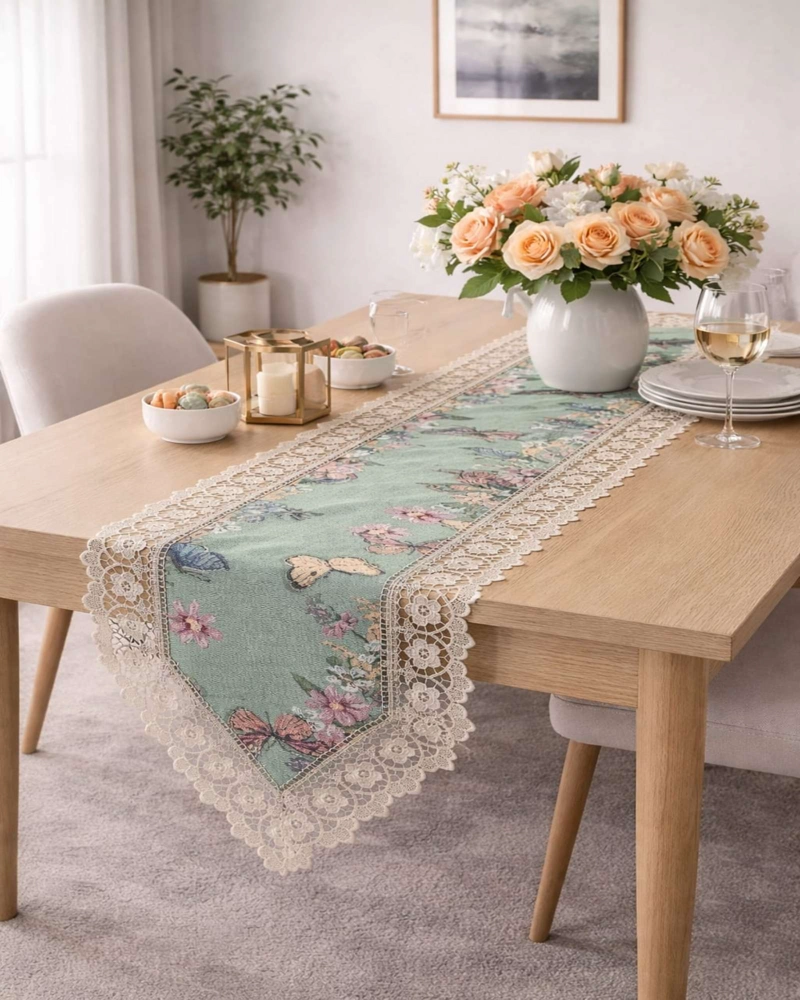 CAMINO DE MESA JACQUARD 40X180CM CON ENCAJE - 3