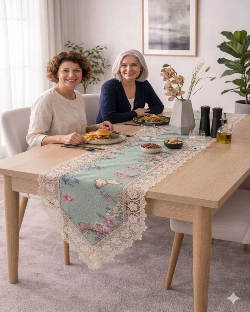 CAMINO DE MESA JACQUARD 40X180CM CON ENCAJE - 4