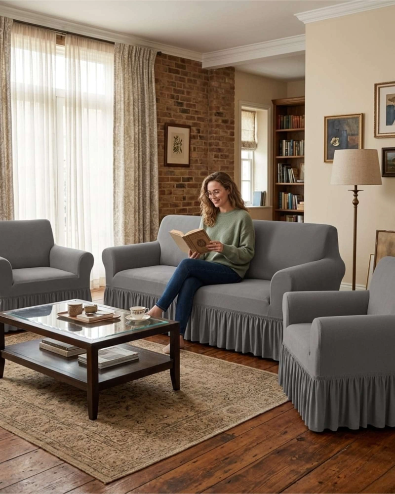 JUEGO DE FUNDAS PARA SILLON ELASTICAS CON FAROLAO 3+1+1 - 2