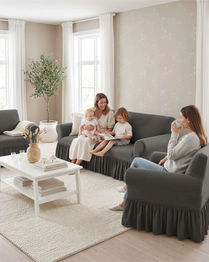 JUEGO DE FUNDAS PARA SILLON ELASTICAS CON FAROLAO 3+1+1 - 3