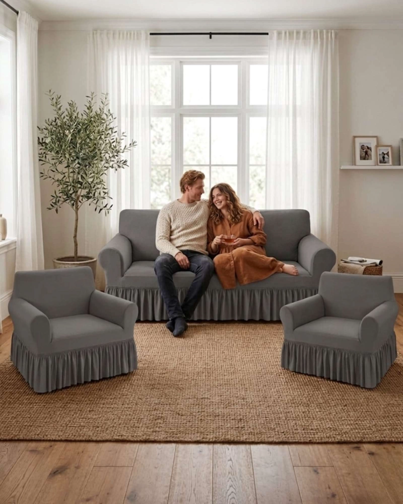 JUEGO DE FUNDAS PARA SILLON ELASTICAS CON FAROLAO 3+1+1 - 5