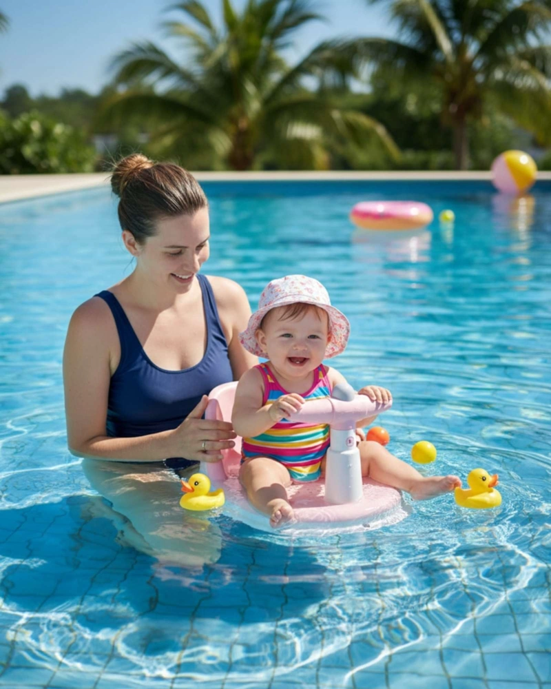 ASIENTO DE BAÑO SEGURIDAD PARA TU BEBE  CON SONIDOS COLOR ROSA - 1