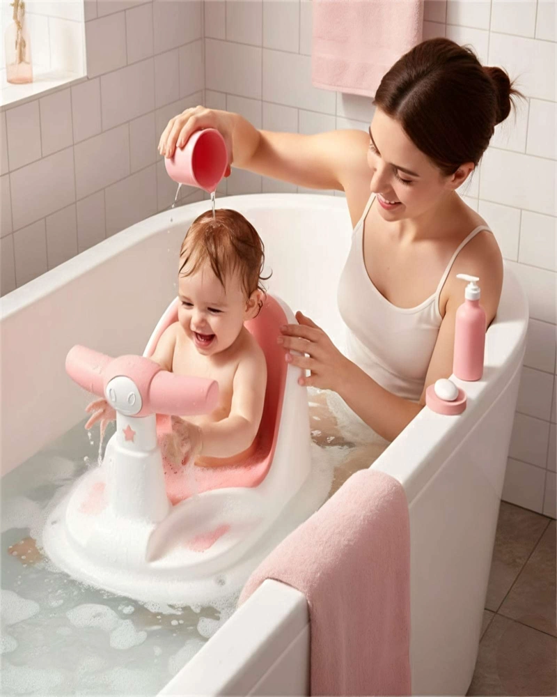 ASIENTO DE BAÑO SEGURIDAD PARA TU BEBE  CON SONIDOS COLOR ROSA - 2
