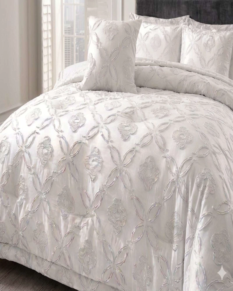 CUBRECAMA QUILT TEXTURIZADO INCLUYE FUNDAS DISEÑO FLORES KINH - 3