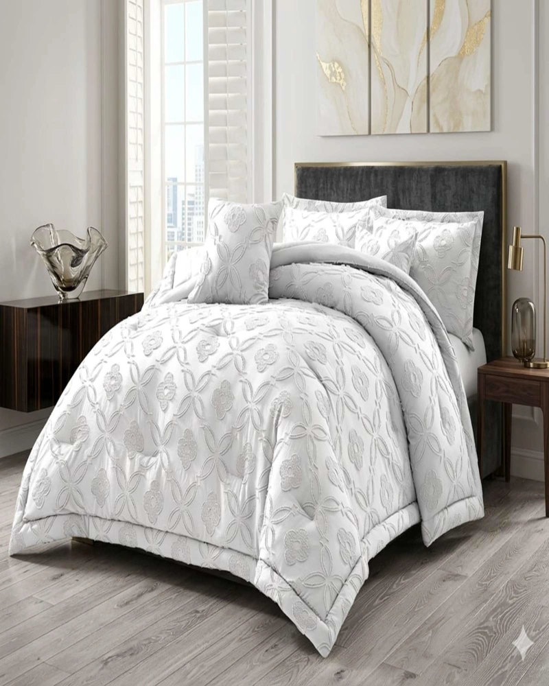 CUBRECAMA QUILT TEXTURIZADO INCLUYE FUNDAS DISEÑO FLORES KINH - 4