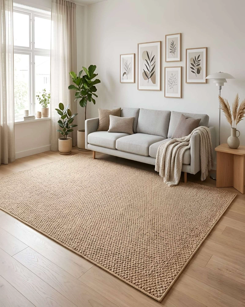 ALFOMBRA DE TEXTURA NATURAL NORDICA RECTANGULAR 240X200 - 2
