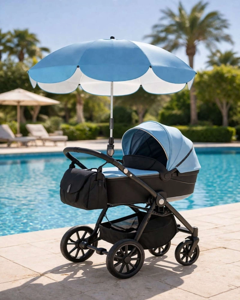 PARASOL UNIVERSAL PARA COCHE DE BEBE  BRAZO FLEXIBLE Y AJUSTE 360° - 2