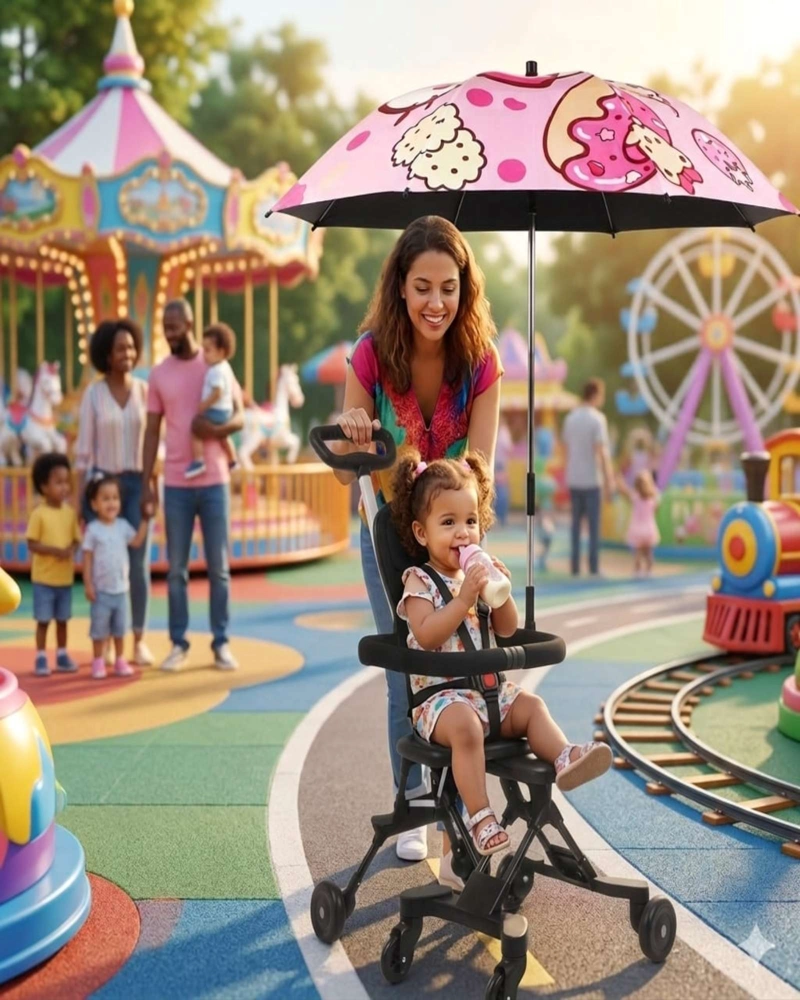 PARASOL UNIVERSAL PARA COCHECITO BEBE  FLEXIBLE CON FILTRO UV PREMIUM - 2