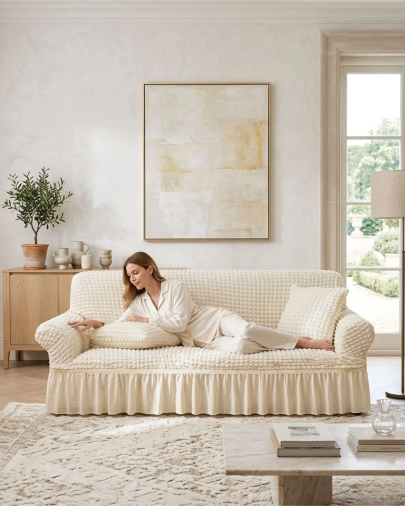 FUNDA DE SOFA TURCA DE 1 CUERPO DISEÑO PREMIUM CON FALDON - 3