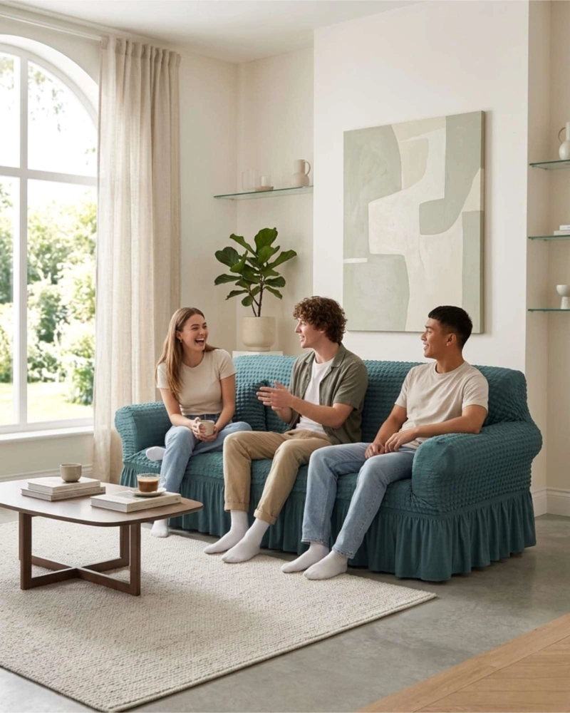 FUNDA DE SOFA TURCA DE 4 CUERPO DISEÑO PREMIUM CON FALDON - 5