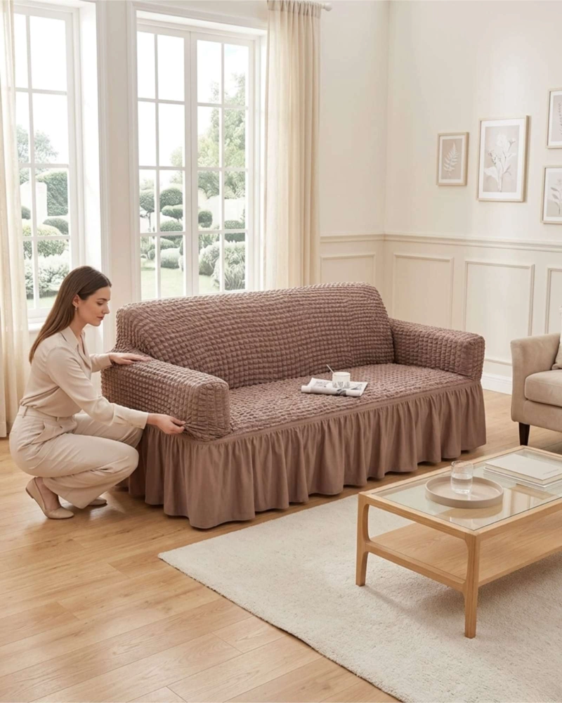 FUNDA DE SOFA TURCA DE 3 CUERPO DISEÑO PREMIUM CON FALDON - 1