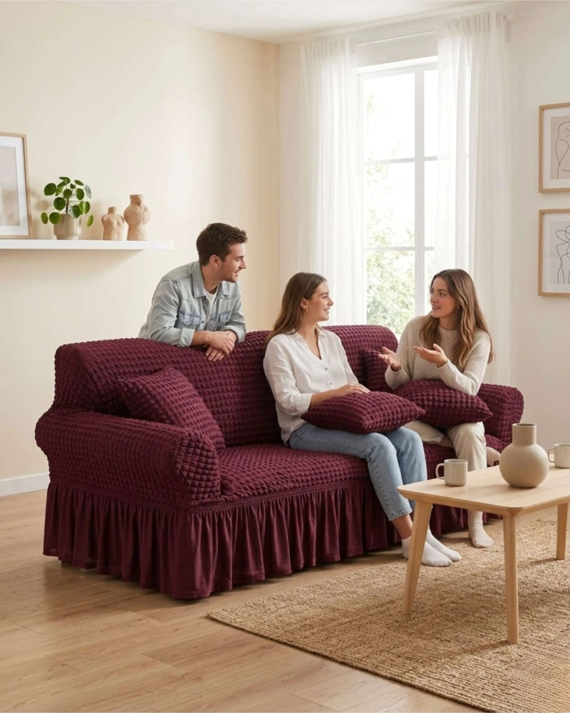 FUNDA DE SOFA TURCA DE 4 CUERPO DISEÑO PREMIUM CON FALDON - 2