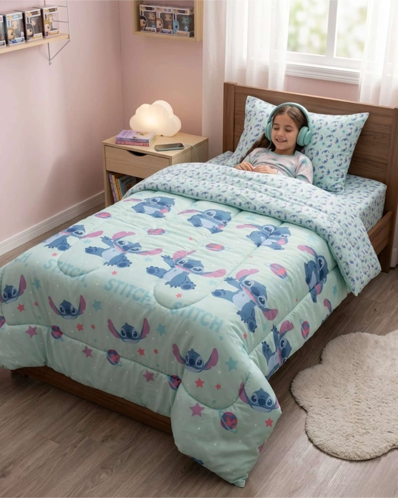 PLUMON OFICIAL STITCH PLANETA 1.5 PLAZAS CON FUNDA - 1