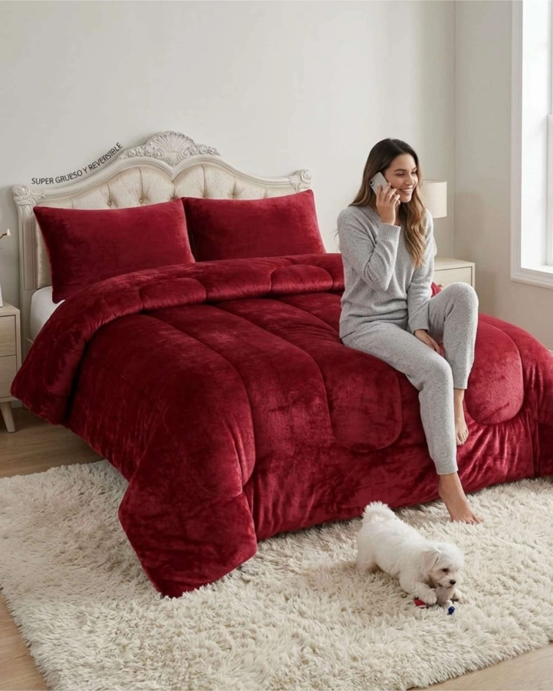 CUBRECAMA DE INVIERNO PLUSH CON CHIPORRO 2 PLAZAS - 2