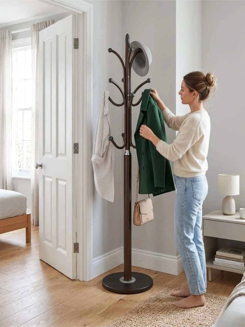 PERCHERO DE PIE CON BASE REFORZADA DE CERAMICA ALTA RESISTENCIA 178CM - 1