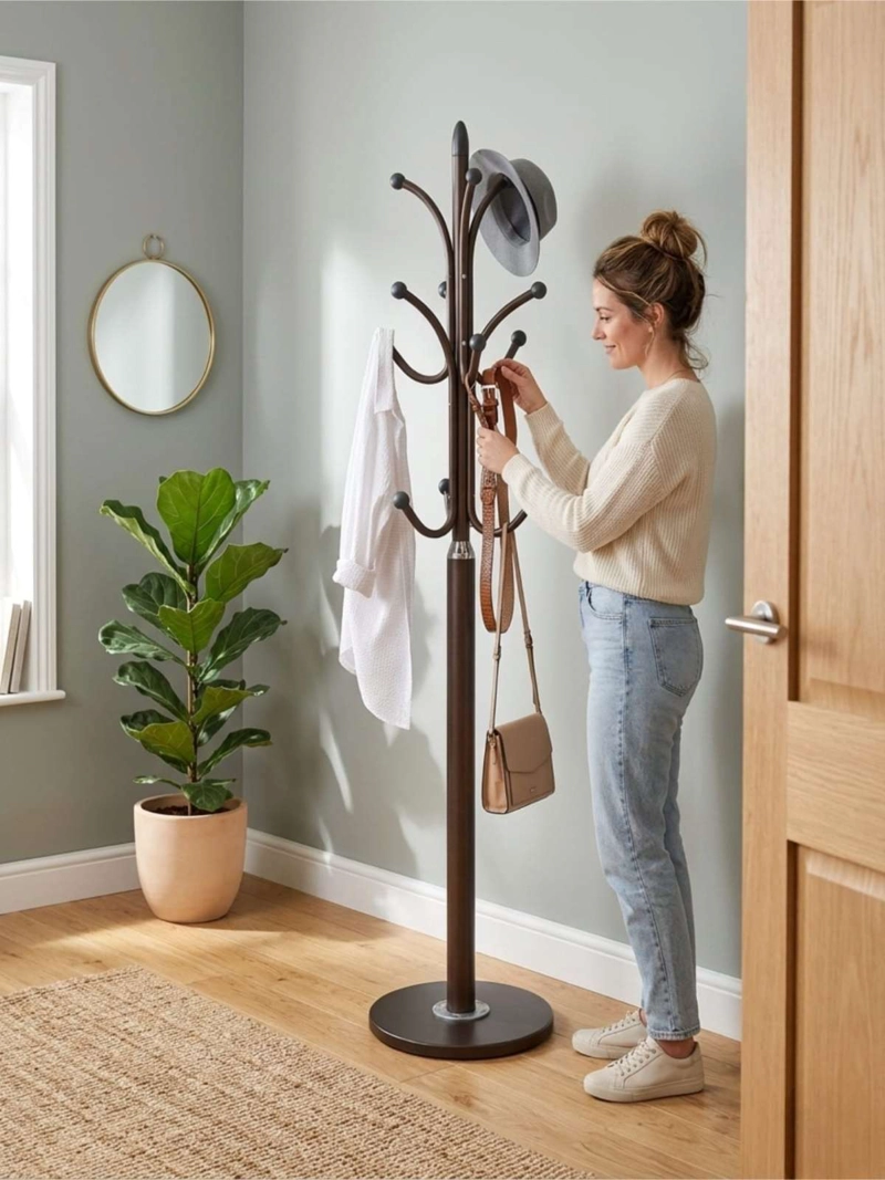 PERCHERO DE PIE CON BASE REFORZADA DE CERAMICA ALTA RESISTENCIA 178CM - 5
