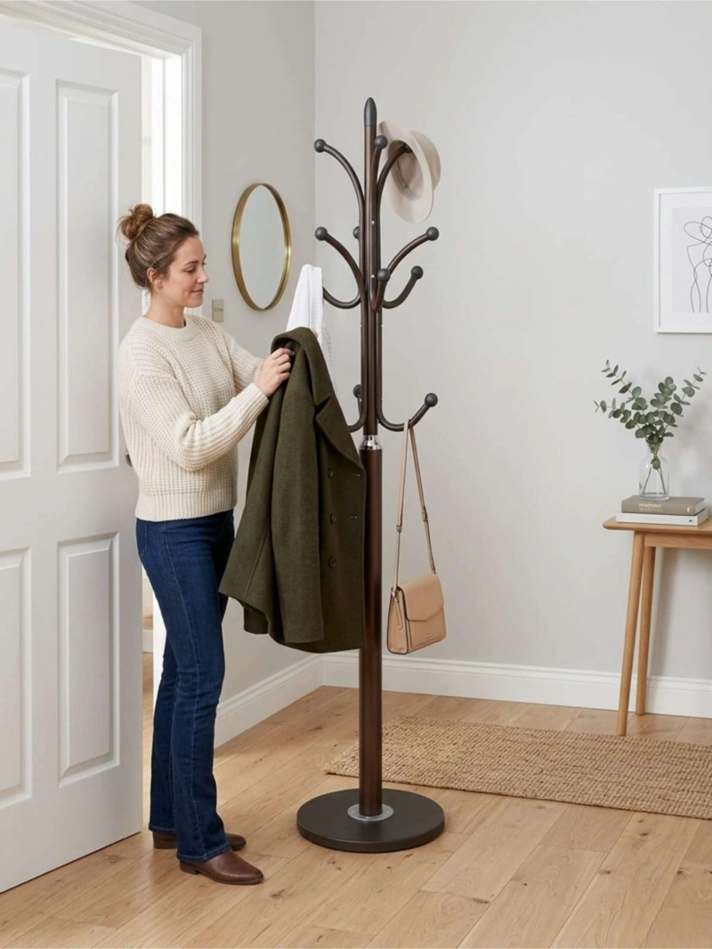PERCHERO DE PIE CON BASE REFORZADA DE CERAMICA ALTA RESISTENCIA 178CM - 7