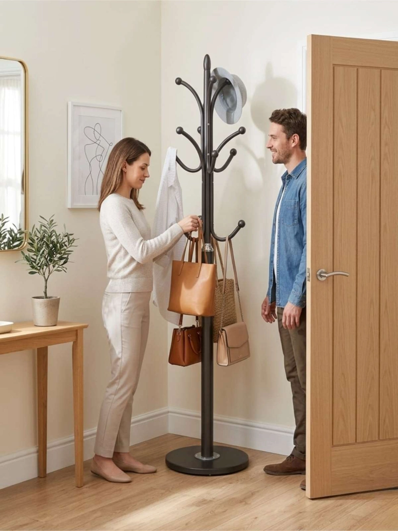 PERCHERO DE PIE CON BASE REFORZADA DE CERAMICA ALTA RESISTENCIA 178CM - 1