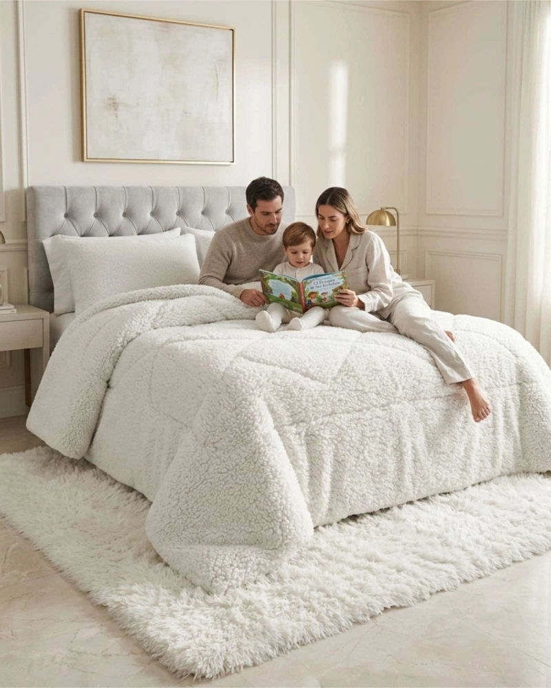 CUBRECAMAS SHERPA PREMIUM TEXTURA DE OVEJA 2 PLAZAS - 4