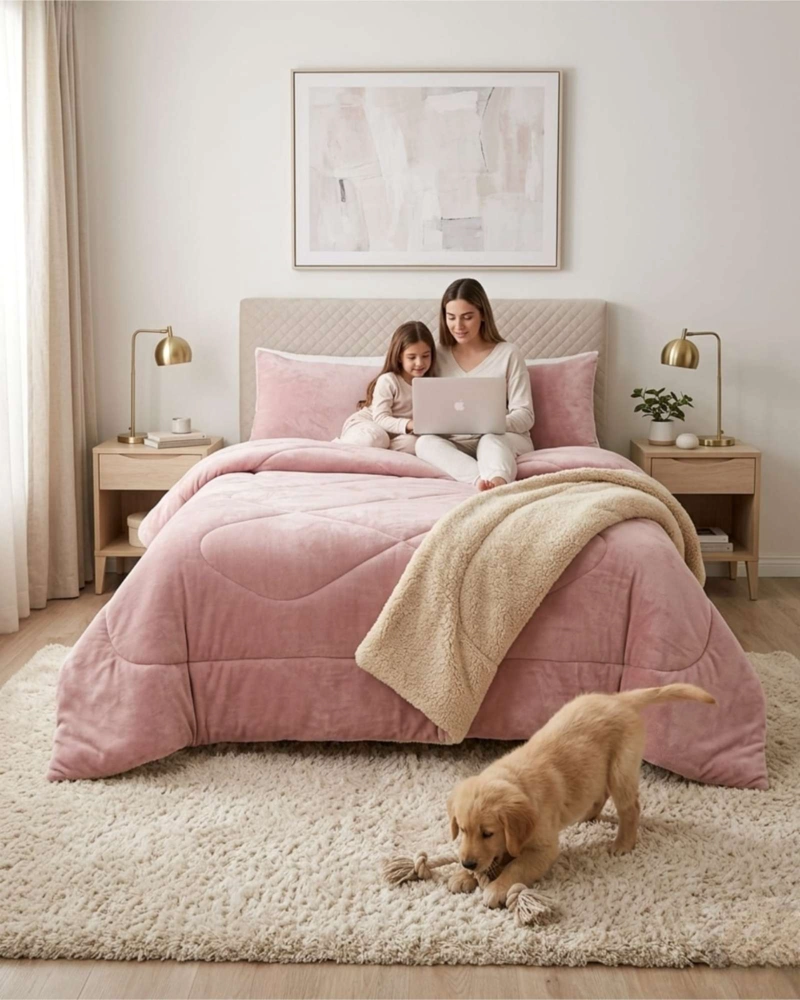 CUBRECAMAS SHERPA 2 PLAZAS PLUSH ULTRA SUAVE DE LUJO - 3