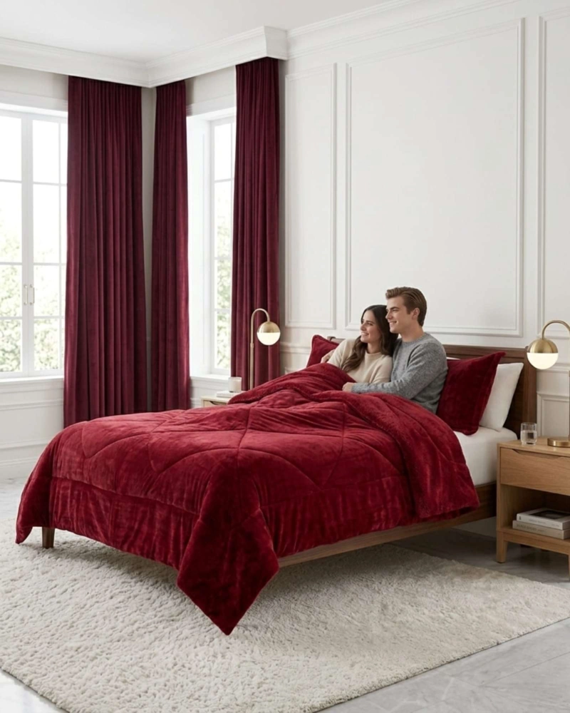 CUBRECAMAS SHERPA 2 PLAZAS PLUSH ULTRA SUAVE DE LUJO - 1
